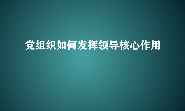 党组织如何发挥领导核心作用