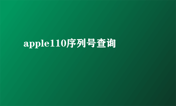 apple110序列号查询