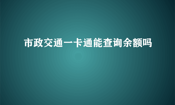 市政交通一卡通能查询余额吗