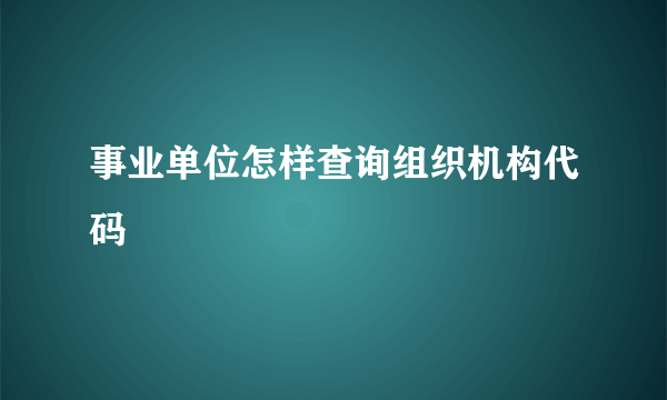 事业单位怎样查询组织机构代码