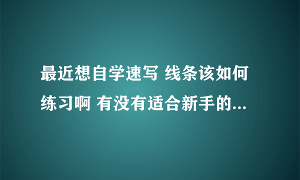 最近想自学速写 线条该如何练习啊 有没有适合新手的速写基础之类的书籍 或是视频 求推荐