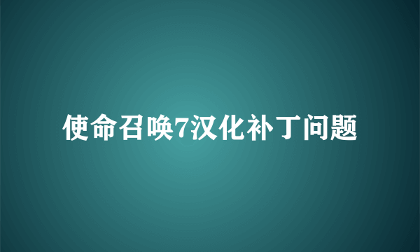 使命召唤7汉化补丁问题