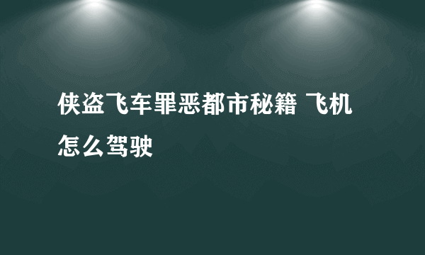 侠盗飞车罪恶都市秘籍 飞机怎么驾驶