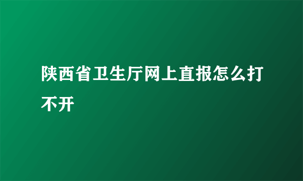 陕西省卫生厅网上直报怎么打不开