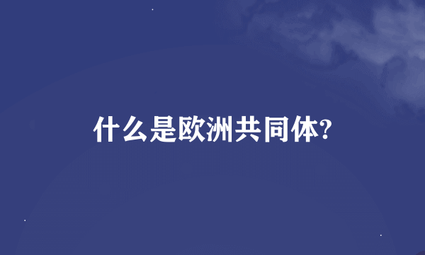 什么是欧洲共同体?