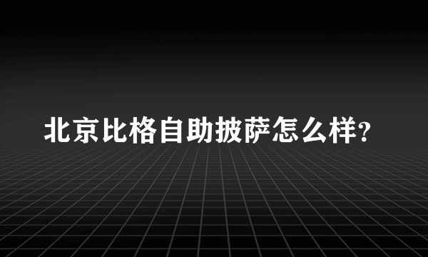 北京比格自助披萨怎么样？