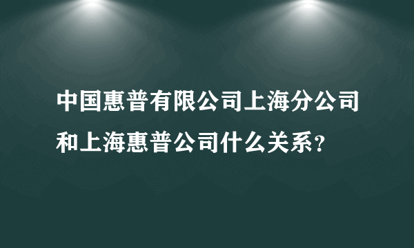 中国惠普有限公司上海分公司和上海惠普公司什么关系？