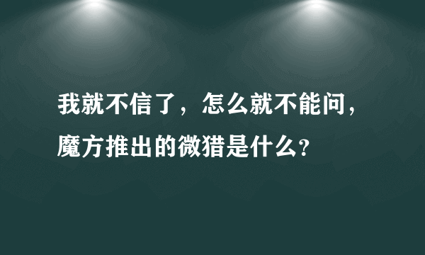 我就不信了，怎么就不能问，魔方推出的微猎是什么？