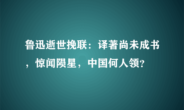 鲁迅逝世挽联：译著尚未成书，惊闻陨星，中国何人领？