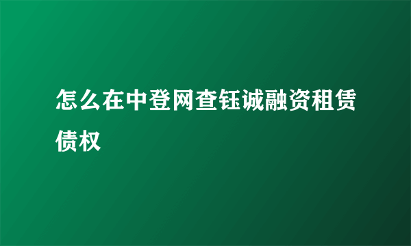 怎么在中登网查钰诚融资租赁债权