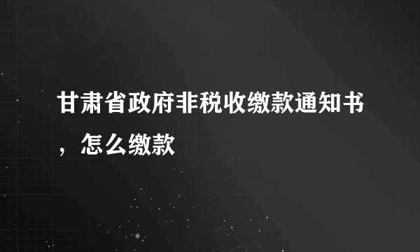 甘肃省政府非税收缴款通知书，怎么缴款