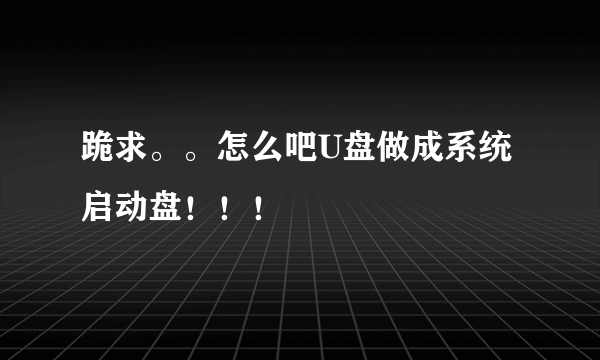 跪求。。怎么吧U盘做成系统启动盘！！！