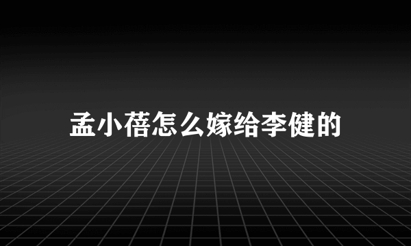 孟小蓓怎么嫁给李健的