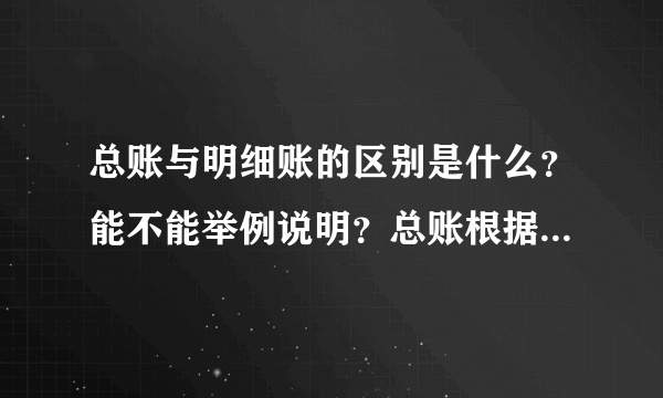 总账与明细账的区别是什么？能不能举例说明？总账根据什么登记？明细账又是根据什么登记？