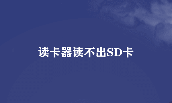 读卡器读不出SD卡