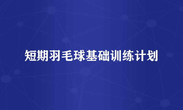 短期羽毛球基础训练计划