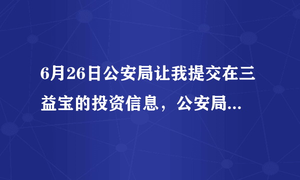 6月26日公安局让我提交在三益宝的投资信息，公安局立案了，本金什么时候返还？怎么样才能查到。