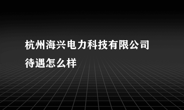 杭州海兴电力科技有限公司 待遇怎么样