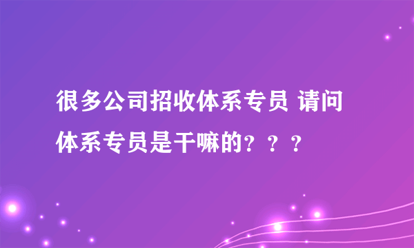 很多公司招收体系专员 请问体系专员是干嘛的？？？