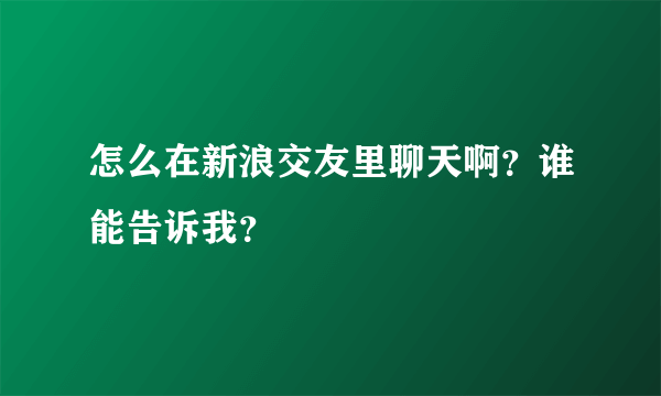 怎么在新浪交友里聊天啊？谁能告诉我？