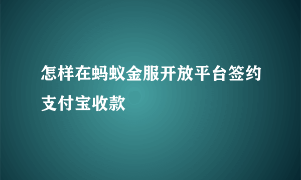 怎样在蚂蚁金服开放平台签约支付宝收款