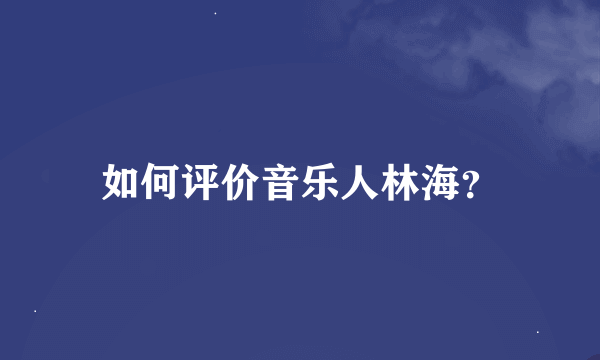 如何评价音乐人林海？