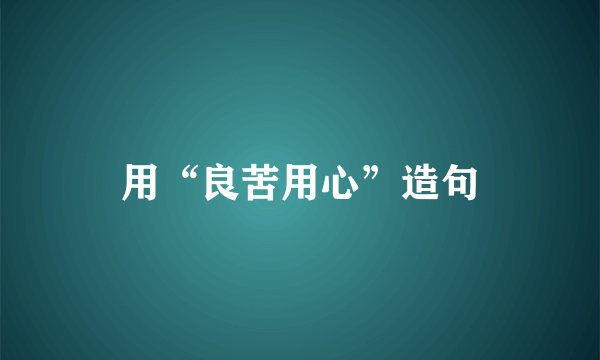 用“良苦用心”造句