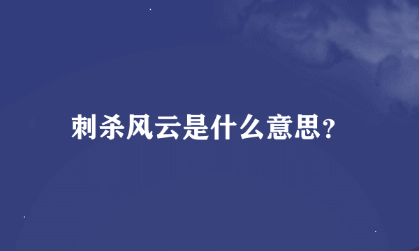 刺杀风云是什么意思？