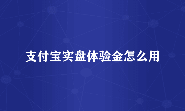 支付宝实盘体验金怎么用