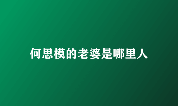 何思模的老婆是哪里人