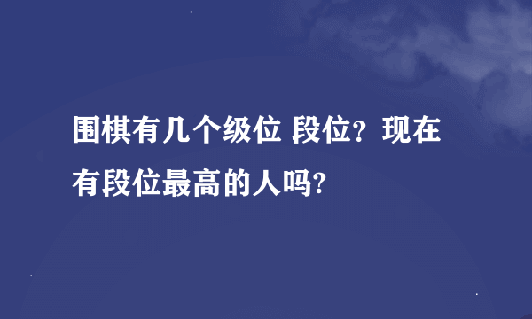 围棋有几个级位 段位？现在有段位最高的人吗?