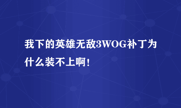 我下的英雄无敌3WOG补丁为什么装不上啊！