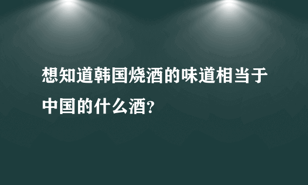 想知道韩国烧酒的味道相当于中国的什么酒？