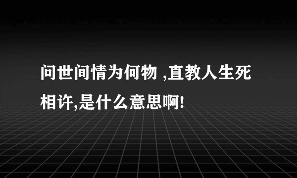 问世间情为何物 ,直教人生死相许,是什么意思啊!