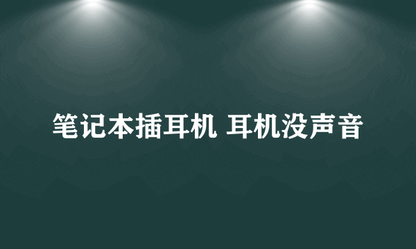 笔记本插耳机 耳机没声音