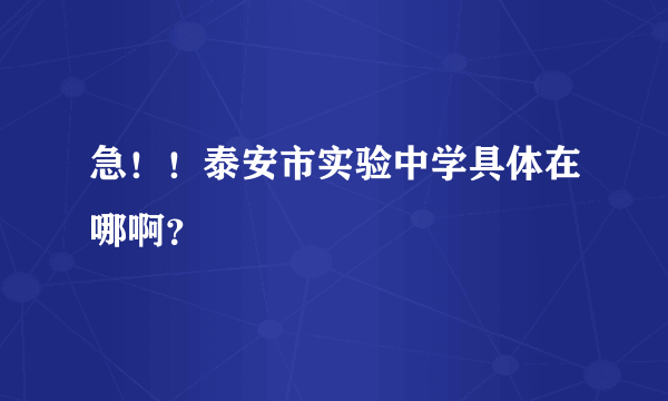 急！！泰安市实验中学具体在哪啊？