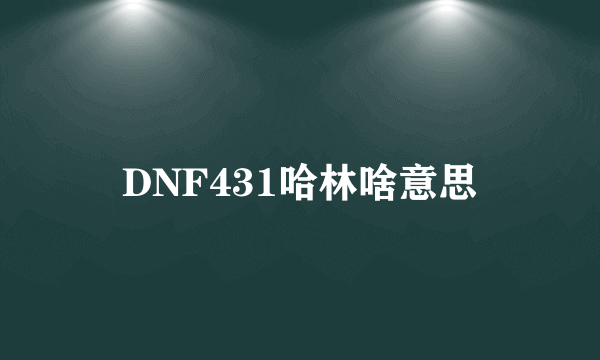 DNF431哈林啥意思