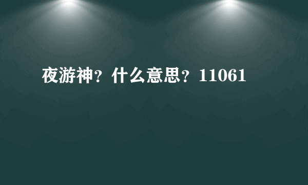 夜游神？什么意思？11061