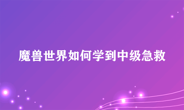 魔兽世界如何学到中级急救