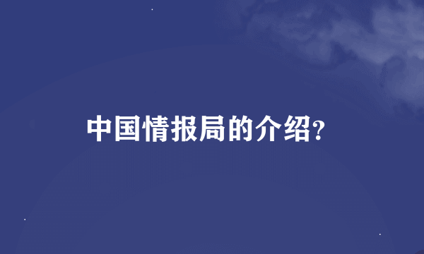 中国情报局的介绍？