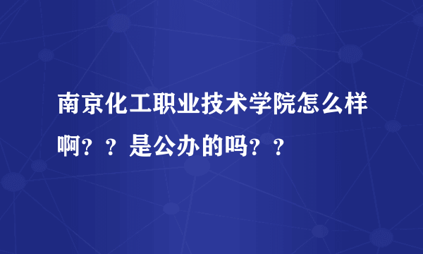 南京化工职业技术学院怎么样啊？？是公办的吗？？