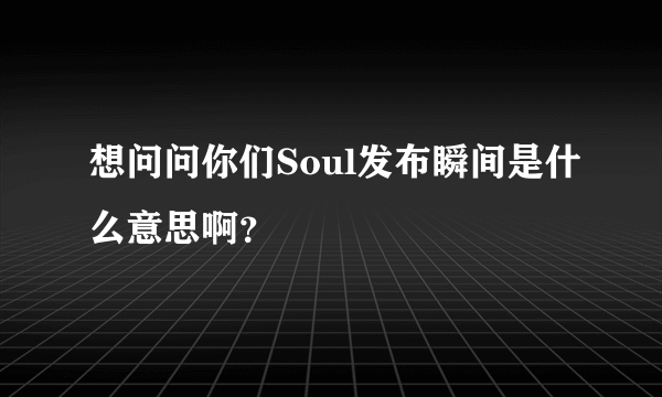 想问问你们Soul发布瞬间是什么意思啊？