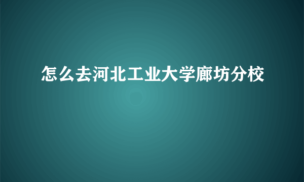 怎么去河北工业大学廊坊分校