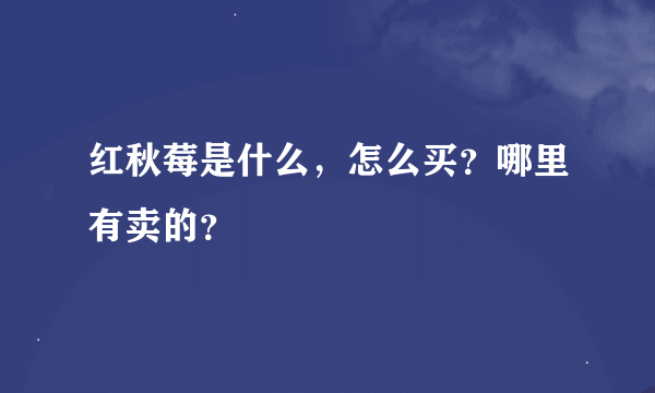 红秋莓是什么，怎么买？哪里有卖的？