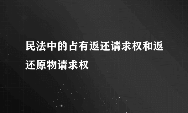 民法中的占有返还请求权和返还原物请求权