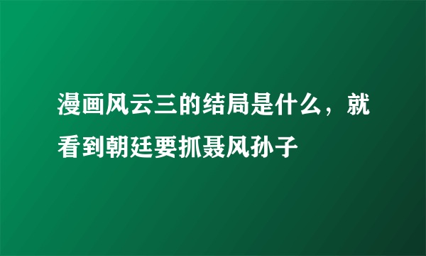 漫画风云三的结局是什么，就看到朝廷要抓聂风孙子