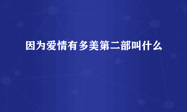 因为爱情有多美第二部叫什么