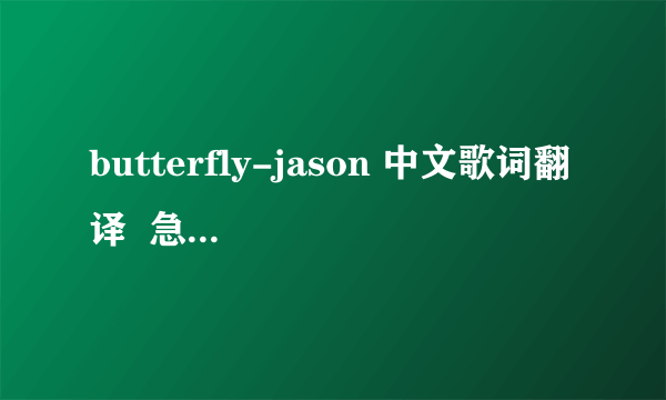 butterfly-jason 中文歌词翻译  急急 急 急！！！