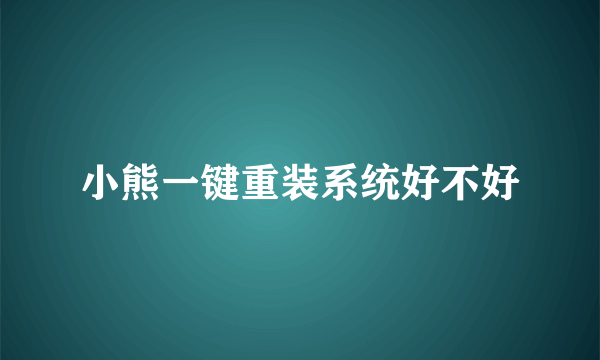 小熊一键重装系统好不好