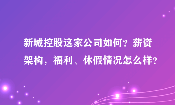 新城控股这家公司如何？薪资架构，福利、休假情况怎么样？